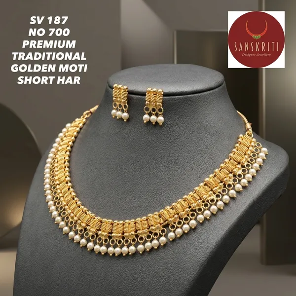 Gold_Micro_Polish_Moti_Short_Haar_Necklace_Set_For_Women