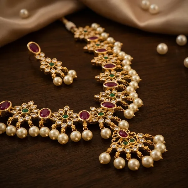 Gold_Plated_Kundan_Ruby_Pearl_Necklace_Set_For_Women