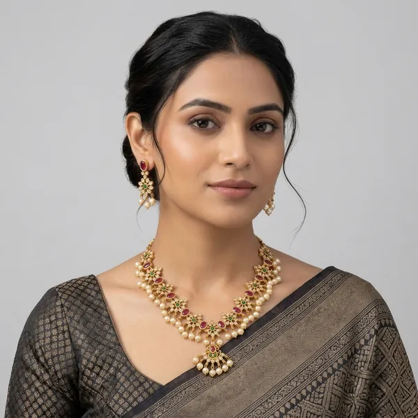 Gold_Plated_Kundan_Ruby_Pearl_Necklace_Set_For_Women