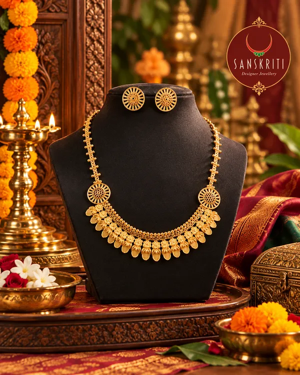 Golden_Necklace-Earrings_Set_