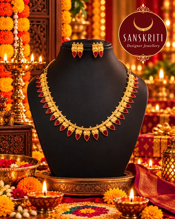 Golden_Necklace-Earrings_set_