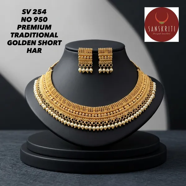 Gold_Micro_Polish_Pearl_Drop_Traditional_Short_Haar_Necklace_Set_For_Women