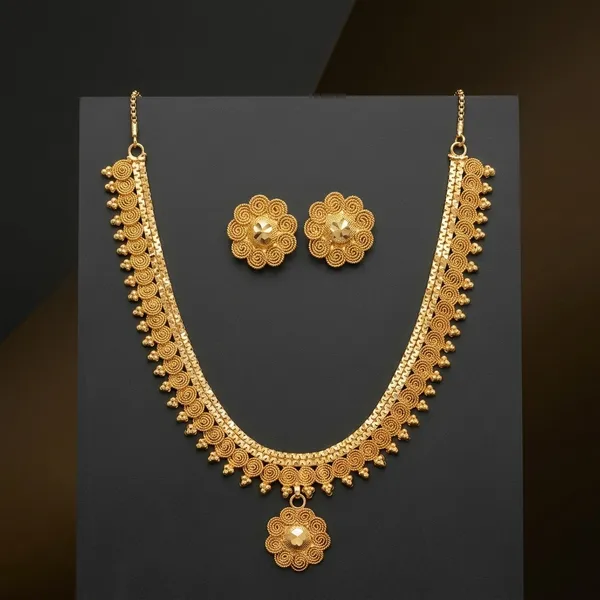 Gold_Micro_Polish_Spiral_Coil_Traditional_Short_Haar_Necklace_Set_For_Women