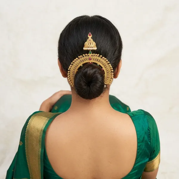 Gold_Plated_Cz_Peacock_Design_Jhumka_Veni_Hair_Accessory_For_Women