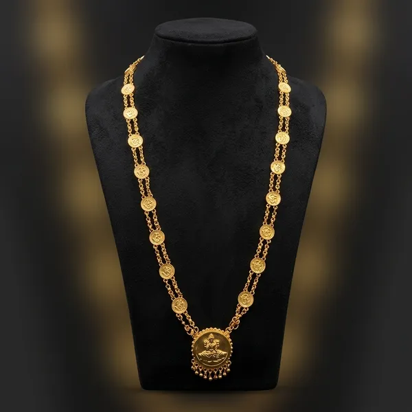 Gold_Micro_Polish_Om_Medallion_Long_Haar_Deity_Pendant_For_Women