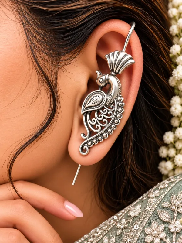 NAVRATRI_SPECIAL_BEAUTIFUL_LIGHT_WEIGHT_SILVERLOOKLIKE_LIGHT_WEIGHT_EARCUFF