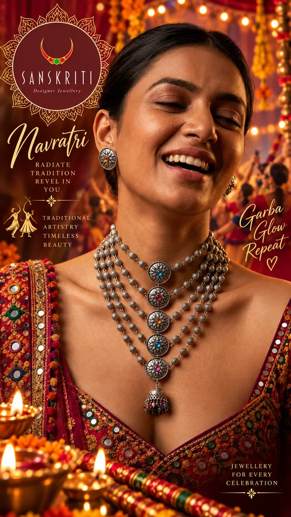 Navratri_Beaded_Necklace_with_matching_studs_