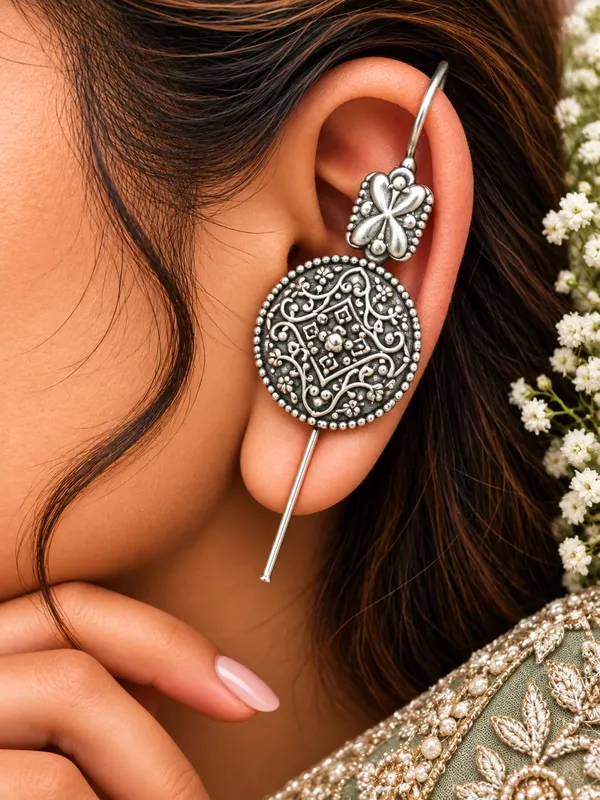 Navratri_Special-BEAUTIFUL_LIGHT_WEIGHT_SILVERLOOKLIKE_LIGHT_WEIGHT_EARCUFF