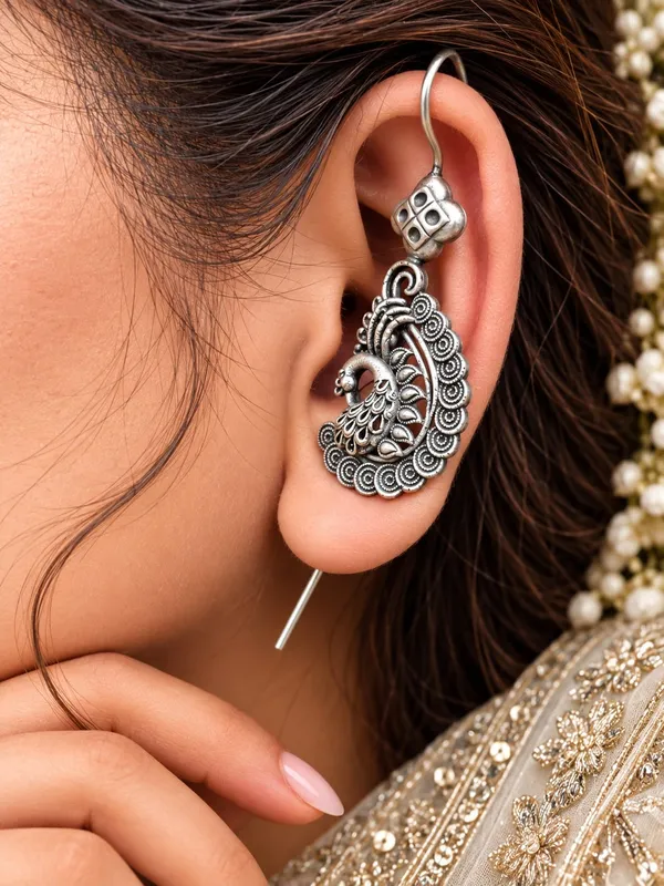 Navratri_Special-BEAUTIFUL_LIGHT_WEIGHT_SILVERLOOKLIKE_LIGHT_WEIGHT_EARCUFF