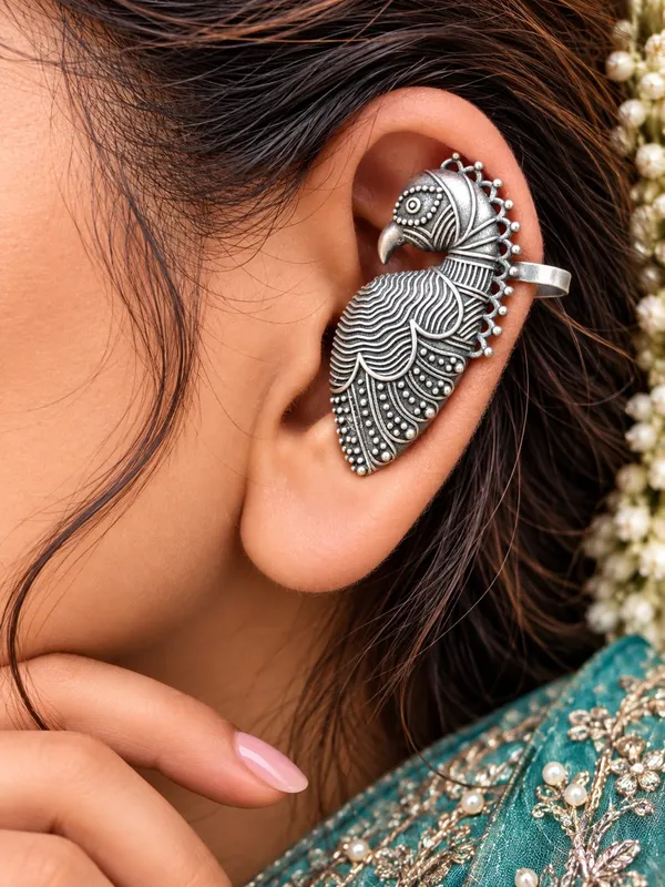 Navratri_Special-BEAUTIFUL_LIGHT_WEIGHT_SILVERLOOKLIKE_LIGHT_WEIGHT_EARCUFF
