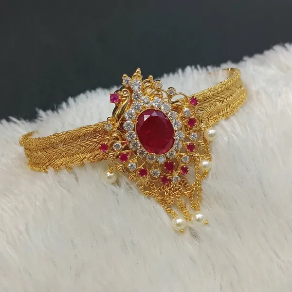 Gold_Micro_Polish_Cz_Ruby_Mesh_Chain_Bajuband_Armlet_For_Women