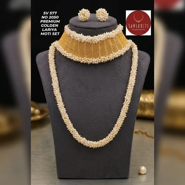 Gold_Pearl_Beaded_Lariya_Moti_Necklace_Set_For_Women