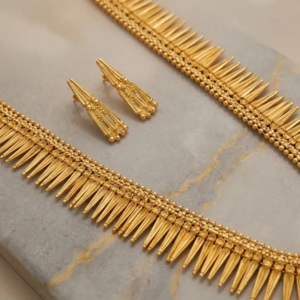 Gold_Micro_Polish_Traditional_Long_Haar_Necklace_Set_For_Women