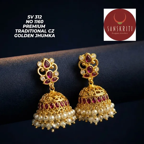 Gold_Plated_Cz_Ruby_Traditional_Jhumka_Earrings_For_Women
