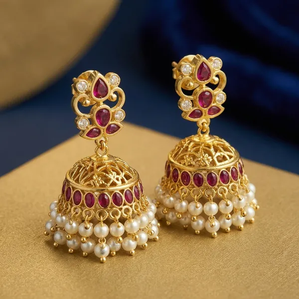 Gold_Plated_Cz_Ruby_Traditional_Jhumka_Earrings_For_Women