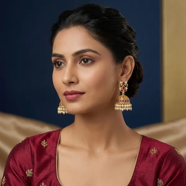 Gold_Plated_Cz_Ruby_Traditional_Jhumka_Earrings_For_Women