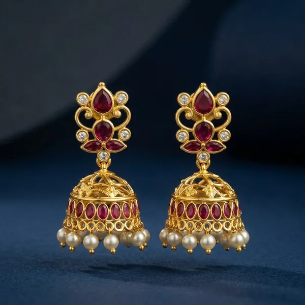 Gold_Plated_Cz_Ruby_Traditional_Jhumka_Earrings_For_Women