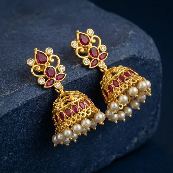 Gold_Plated_Cz_Ruby_Traditional_Jhumka_Earrings_For_Women