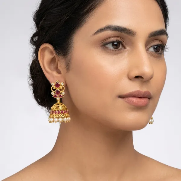 Gold_Plated_Cz_Ruby_Traditional_Jhumka_Earrings_For_Women