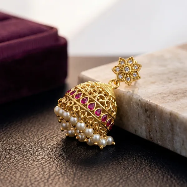 Gold_Micro_Polish_Cz_Ruby_Pearl_Traditional_Jhumka_Earrings_For_Women
