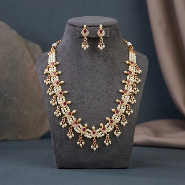 Gold_Cz_Traditional_Chinchpeti_Pearl_Ruby_Necklace_Set_For_Women