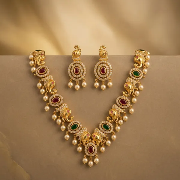 Gold_Plated_Kundan_Multicolour_Pearl_Traditional_Necklace_Set_For_Women