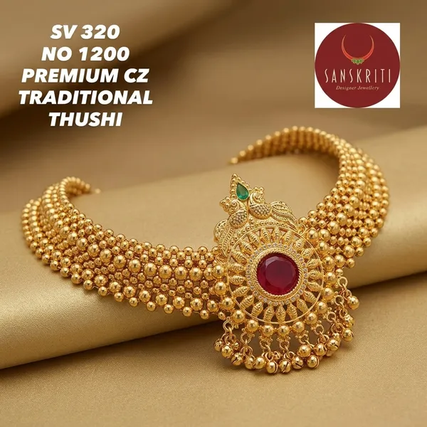 Gold_Micro_Polish_Cz_Red_Stone_Traditional_Thushi_Necklace_For_Women