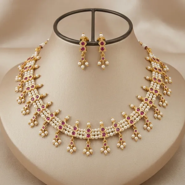 Gold_Plated_Cz_Ruby_Crescent_Chinchpeti_Necklace_Set_For_Women