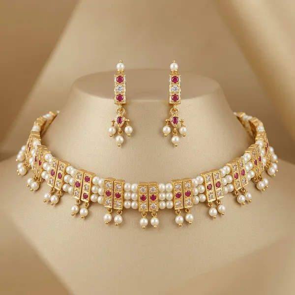 Gold_Micro_Polish_Cz_Pearl_Drop_Traditional_Chinchpeti_Necklace_Set_For_Women