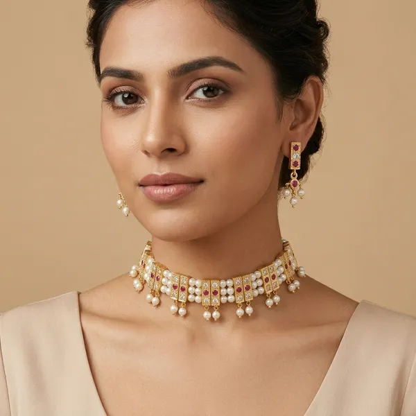Gold_Micro_Polish_Cz_Pearl_Drop_Traditional_Chinchpeti_Necklace_Set_For_Women