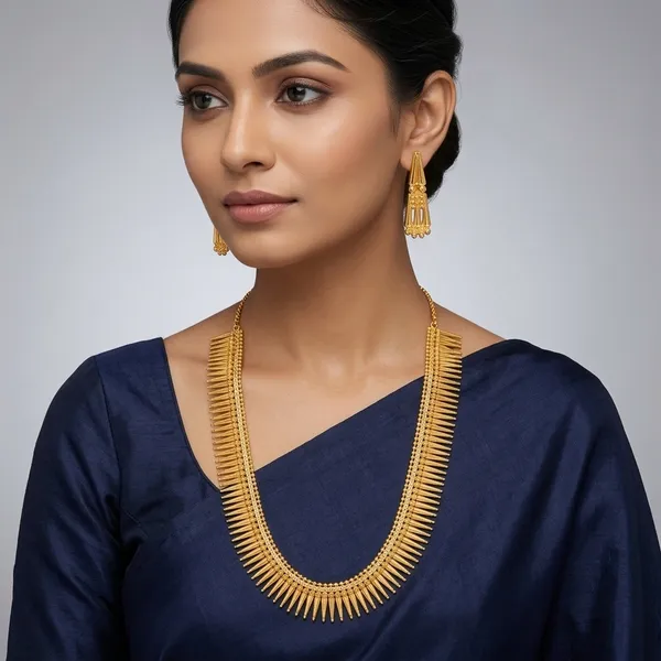 Gold_Micro_Polish_Traditional_Spike_Long_Haar_Necklace_Set_For_Women
