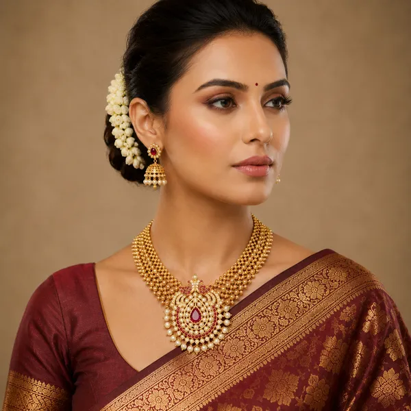 Gold_Micro_Polish_Cz_Peacock_Traditional_Thushi_Necklace_For_Women