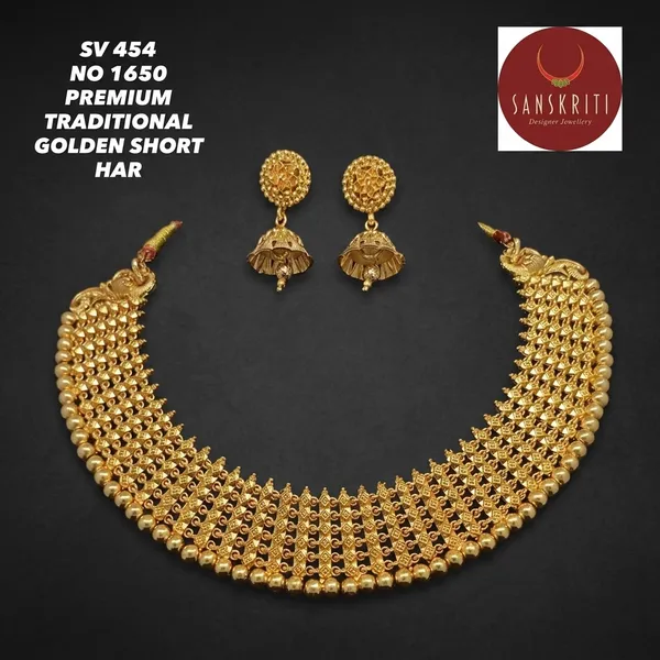 Gold_Micro_Polish_Traditional_Short_Har_Necklace_Set_With_Jhumkas_For_Women