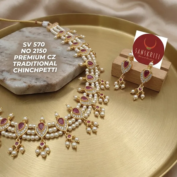 Gold_Micro_Polish_Cz_Redstone_Chinchpeti_Necklace_Set_For_Women