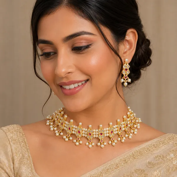 Gold_Micro_Polish_Cz_Stone_Pearl_Drop_Chinchpeti_Necklace_Set_For_Women