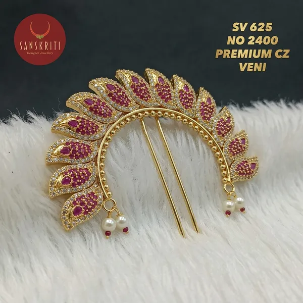 Gold_Micro_Polish_Cz_Ruby_Peacock_Design_Veni_Hair_Accessory_For_Women