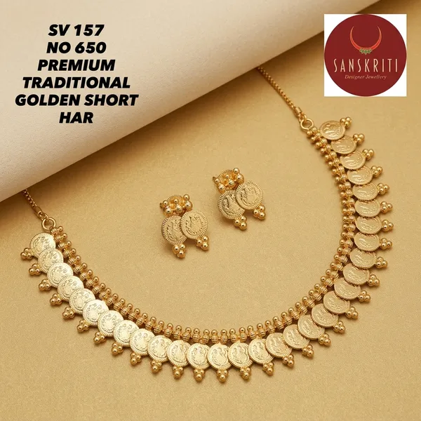 Gold_Micro_Polish_Coin_Motif_Traditional_Short_Har_Necklace_Set_For_Women