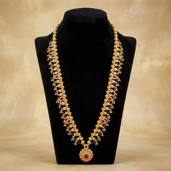 Gold_Plated_Ruby_Stone_Traditional_Kolhapuri_Saaj_Necklace_For_Women