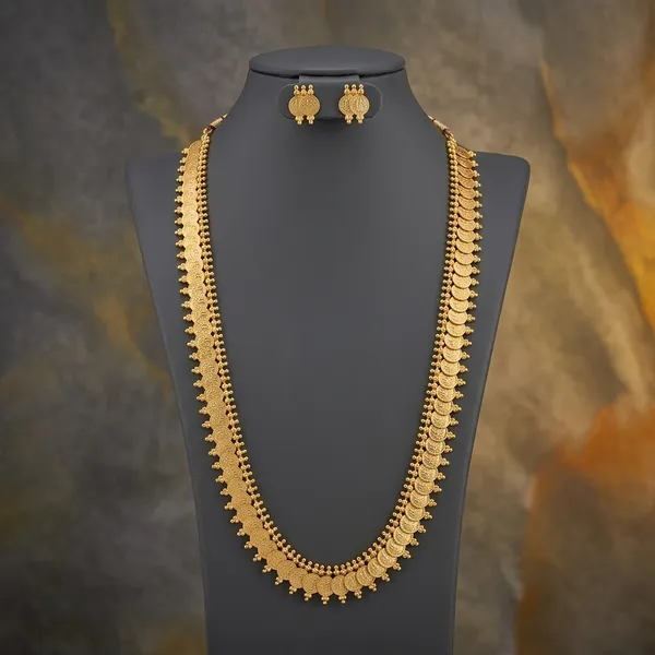 Gold_Micro_Polish_Coin_Motif_Traditional_Long_Haar_Necklace_Set_For_Women