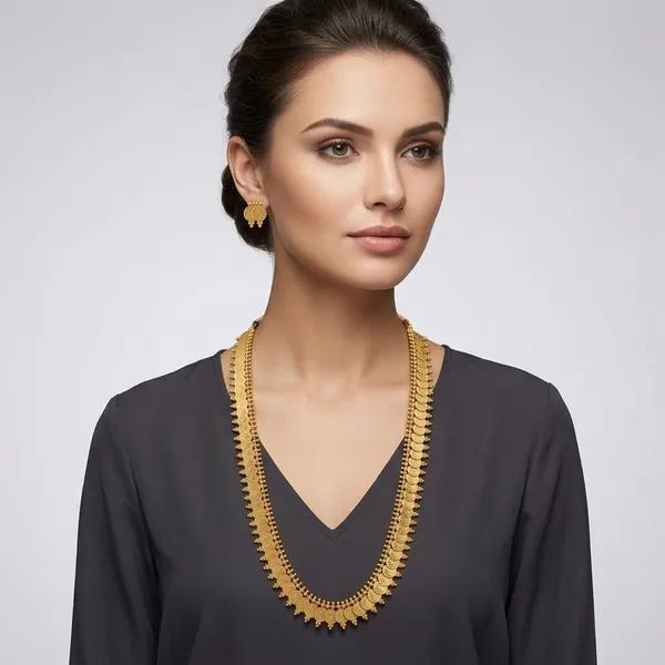 Gold_Micro_Polish_Coin_Motif_Traditional_Long_Haar_Necklace_Set_For_Women