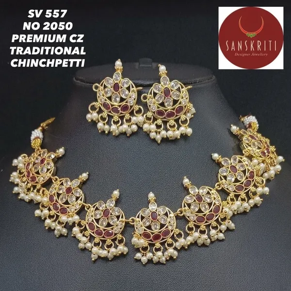 Gold_Micro_Polish_Cz_Chinchpeti_Choker_Necklace_Set_For_Women