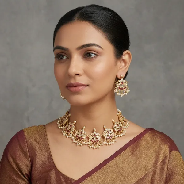 Gold_Micro_Polish_Cz_Chinchpeti_Choker_Necklace_Set_For_Women