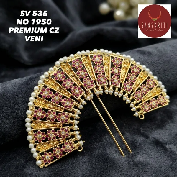 Gold_Micro_Polish_Cz_Ruby_Fan_Shape_Veni_Hair_Accessory_For_Women