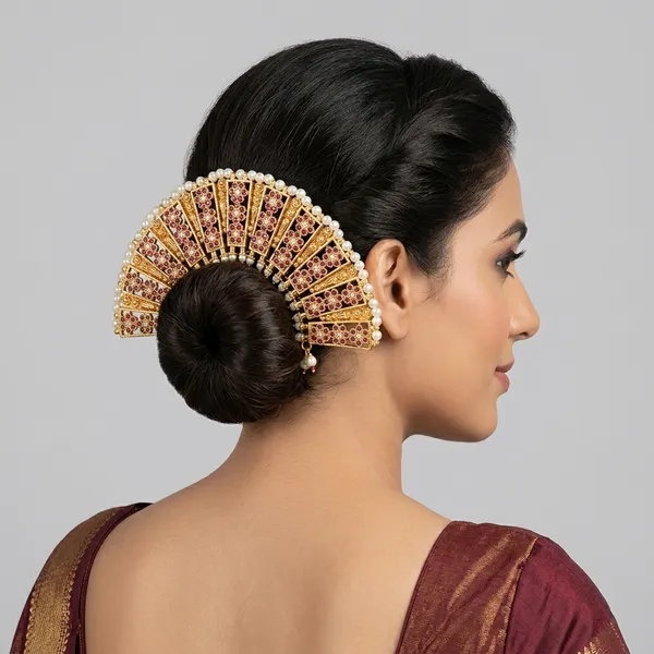 Gold_Micro_Polish_Cz_Ruby_Fan_Shape_Veni_Hair_Accessory_For_Women