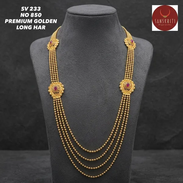 Gold_Micro_Polish_Ruby_Peacock_Motif_Multi-Strand_Long_Haar_Necklace_For_Women
