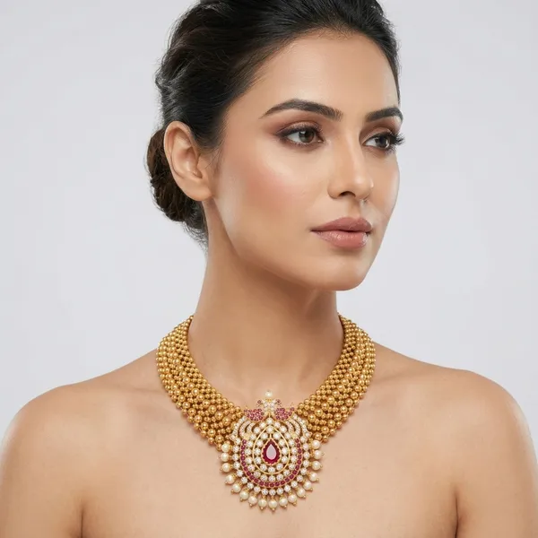Gold_Micro_Polish_Cz_Peacock_Traditional_Thushi_Necklace_For_Women