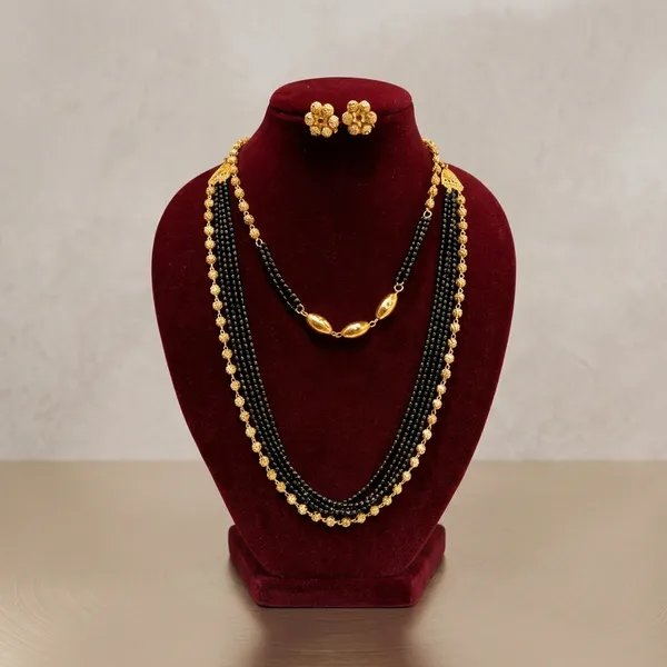 Gold_Black_Beaded_Multi-Strand_Necklace_Set_For_Women
