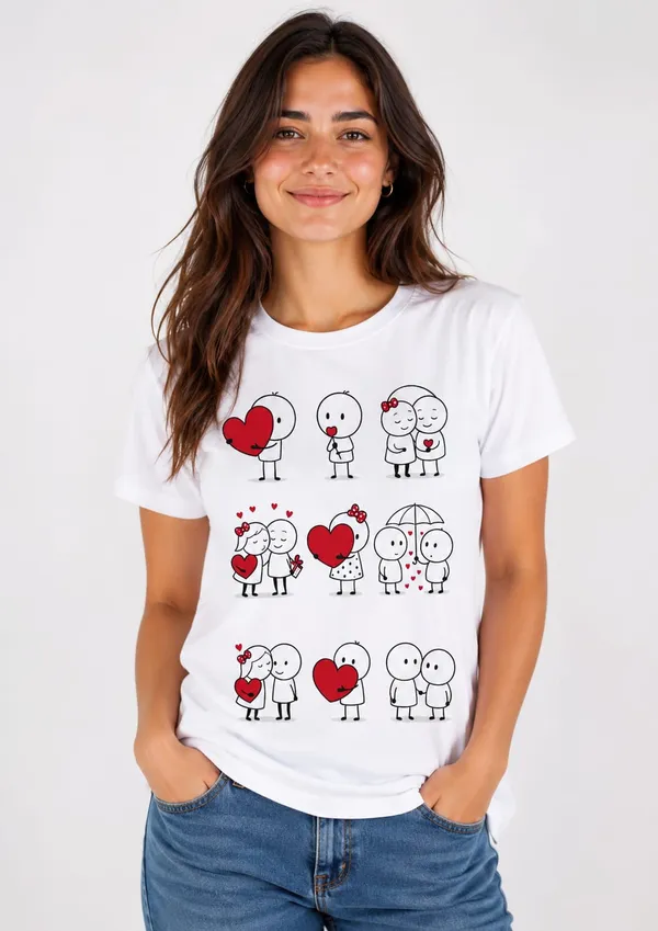 White_Cotton_Regular_Fit_Couple_Print_Round_Neck_T_Shirt_For_Unisex_Pack_Of_2