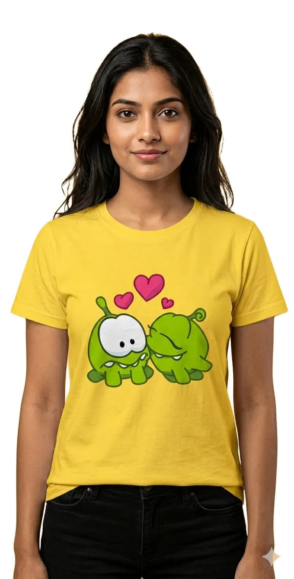 Yellow_Cotton_Regular_Fit_Cartoon_Turtle_Graphic_T_Shirt_For_Unisex