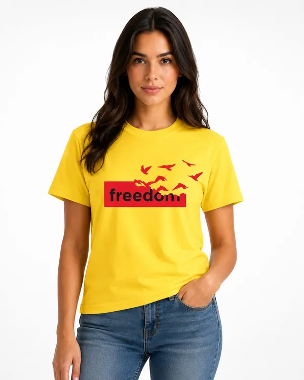 Yellow_Cotton_Regular_Fit_Freedom_Graphic_Print_T_Shirt_For_Unisex